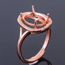 9x10mm 4 Prong Setting For Oval Diamond 925 Sterling Silver Rose Gold Plated