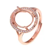 9x10mm 4 Prong Setting For Oval Diamond 925 Sterling Silver Rose Gold Plated