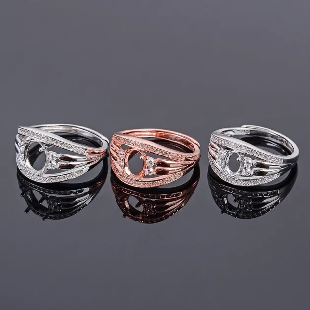 4x6 5x7 6x8mm Gemstone Ring Setting Sterling Silver 925 Gold Plated