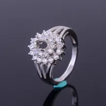 4x6 5x7 6x8 7x9 8x10mm Halo Setting 925 Sterling Silver Plated With 18k Gold Ring Mount For Oval Gemstones