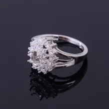 4x6 5x7 6x8 7x9 8x10mm Halo Setting 925 Sterling Silver Plated With 18k Gold Ring Mount For Oval Gemstones