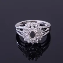 4x6 5x7 6x8 7x9 8x10mm Halo Setting 925 Sterling Silver Plated With 18k Gold Ring Mount For Oval Gemstones