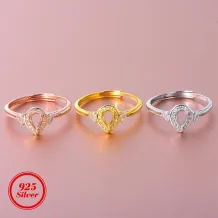 4x6mm Princess Cut CZ/Ruby/Sapphire S925 Sterling Silver Ring Setting with 18K Gold Plating