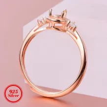 4x6mm Princess Cut CZ/Ruby/Sapphire S925 Sterling Silver Ring Setting with 18K Gold Plating