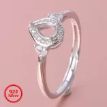 4x6mm Princess Cut CZ/Ruby/Sapphire S925 Sterling Silver Ring Setting with 18K Gold Plating
