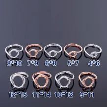 4x6mm to 12x15mm 925 Sterling Silver Gold-Plated Ring Mounts for Cabochon