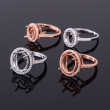 5*7 6*8 8*10 7*9 10*12mm Halo Oval Ring Setting 925 Sterling Silver Gold Plated