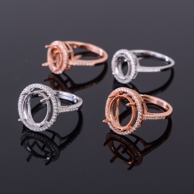 5*7 6*8 8*10 7*9 10*12mm Halo Oval Ring Setting 925 Sterling Silver Gold Plated
