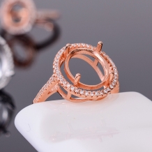 5*7 6*8 8*10 7*9 10*12mm Halo Oval Ring Setting 925 Sterling Silver Gold Plated