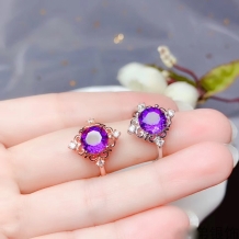 5/6/7/8mm Round Ring Setting Gold-Plated Silver For Colored Gemstone And Jadeite