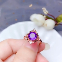 5/6/7/8mm Round Ring Setting Gold-Plated Silver For Colored Gemstone And Jadeite