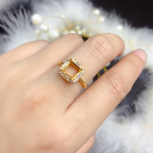 5/6/7/8mm Square Prong Bezel Ring Setting Gold Plated 925 Sterling Silver For Gemstones