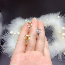 5/6/7/8mm Square Prong Bezel Ring Setting Gold Plated 925 Sterling Silver For Gemstones