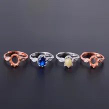 5x7 6x8 7x9mm 925 Sterling Silver Gold-Plated Crown Ring Setting for Oval Cabochon