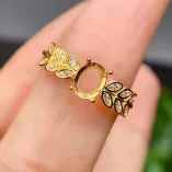 5*7/6*8mm Oval Wheat Four Prong Ring Setting 925 Silver Gold Plated For Topaz Crystal