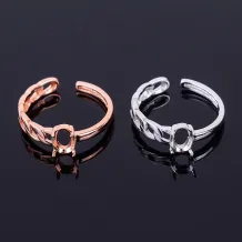 5x7mm 925 Silver With Rose Gold Plating Ring Settings Without Stones