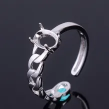 5x7mm 925 Silver With Rose Gold Plating Ring Settings Without Stones