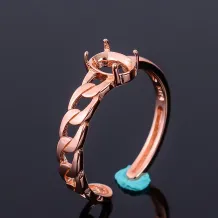5x7mm 925 Silver With Rose Gold Plating Ring Settings Without Stones