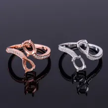 5x7mm Oval Cluster Setting Ring Gemstone Setting 925 Silver Gold Plated