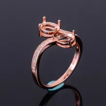 5x7mm Oval Cluster Setting Ring Gemstone Setting 925 Silver Gold Plated