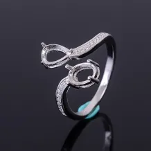 5x7mm Oval Cluster Setting Ring Gemstone Setting 925 Silver Gold Plated