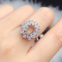 6*8mm Oval Prong Ring Setting 925 Sterling Silver Plated Gold For Colored Stones