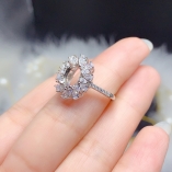 6*8mm Oval Prong Ring Setting 925 Sterling Silver Plated Gold For Colored Stones