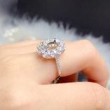 6*8mm Oval Prong Ring Setting 925 Sterling Silver Plated Gold For Colored Stones