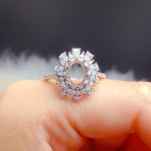 6*8mm Oval Prong Ring Setting 925 Sterling Silver Plated Gold For Colored Stones