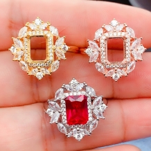 6x8mm Rectangular S925 Sterling Silver Plated With 18k Gold Ring Setting Colored Gemstone