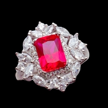 6x8mm Rectangular S925 Sterling Silver Plated With 18k Gold Ring Setting Colored Gemstone