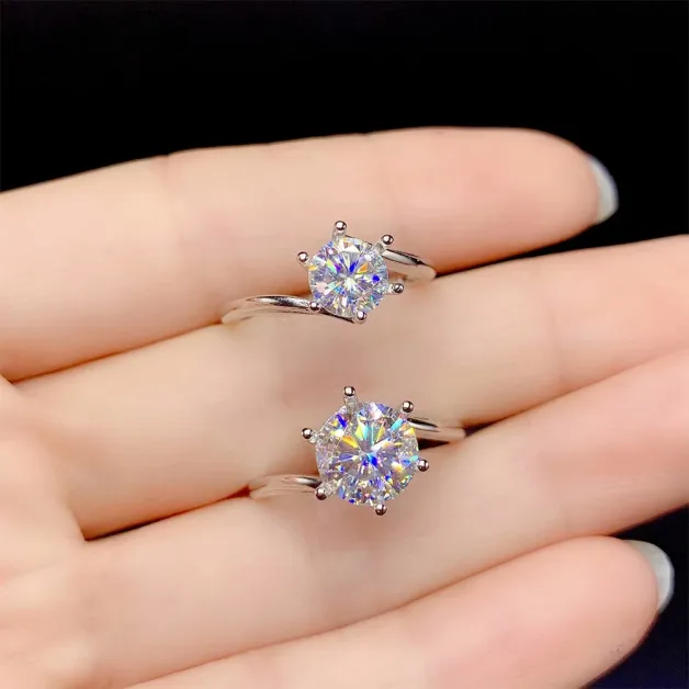 6-Prong 925 Silver Plated Gold Ring Setting For 1/2ct Moissanite