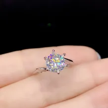 6-Prong 925 Silver Plated Gold Ring Setting For 1/2ct Moissanite