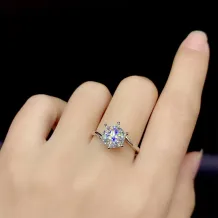 6-Prong 925 Silver Plated Gold Ring Setting For 1/2ct Moissanite