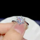 6-Prong 925 Silver Plated Gold Ring Setting For 1/2ct Moissanite