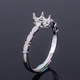 6 Prong Oval Engagement Ring Hidden Halo 5x7mm Gemstones