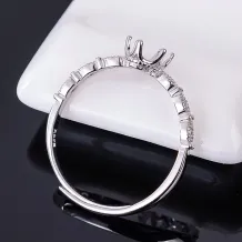 6 Prong Oval Engagement Ring Hidden Halo 5x7mm Gemstones