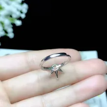 6-Prong S925 Sterling Silver Plated with 18K Gold - Classic Solitaire Setting for 6.5/8/9mm Moissanite