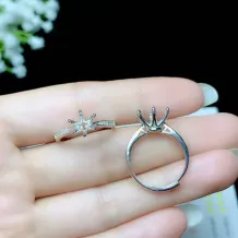 6-Prong S925 Sterling Silver Plated with 18K Gold - Classic Solitaire Setting for 6.5/8/9mm Moissanite