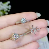 6-Prong S925 Sterling Silver Plated with 18K Gold - Classic Solitaire Setting for 6.5/8/9mm Moissanite