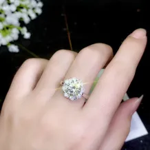 6.5/8/9mm Round Ring Setting Gold Plated Sterling Silver For Mozambican Diamonds