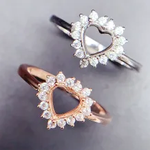 6x6mm Heart-Shaped Gemstone Ring Setting - S925 Sterling Silver Rose Gold Plated