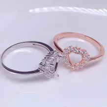 6x6mm Heart-Shaped Gemstone Ring Setting - S925 Sterling Silver Rose Gold Plated