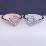 6x6mm Heart-Shaped Gemstone Ring Setting - S925 Sterling Silver Rose Gold Plated