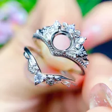 6*6mm Round Prong Ring Settings Solid 925 Sterling Silver Rose Gold Plated Ring