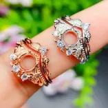 6*6mm Round Prong Ring Settings Solid 925 Sterling Silver Rose Gold Plated Ring