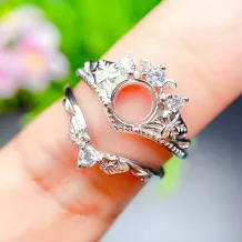 6*6mm Round Prong Ring Settings Solid 925 Sterling Silver Rose Gold Plated Ring