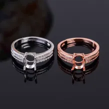 6x8mm Oval 4 Prong Ring Setting 925 Silver Gold Plated