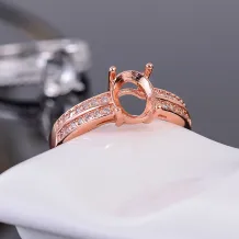 6x8mm Oval 4 Prong Ring Setting 925 Silver Gold Plated