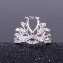 7*9mm Teardrop Gemstones Prong Bezel Wedding Ring Setting 925 Silver Gold Plated